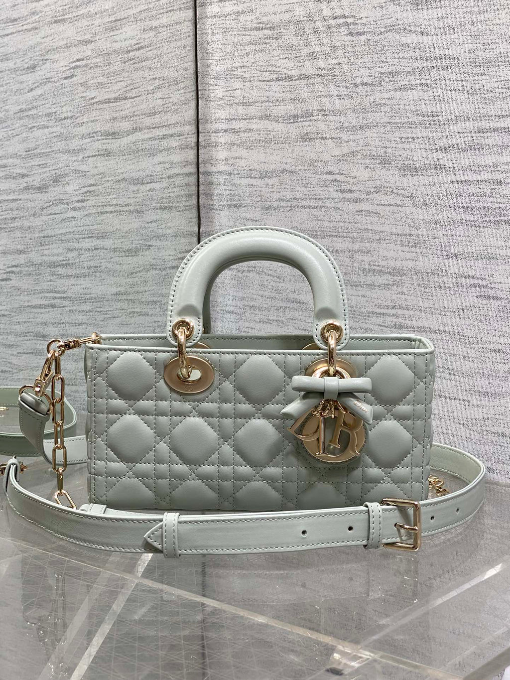 Dior 2026 Bow Lady D-Joy Lily Green Cannage Lambskin 286525