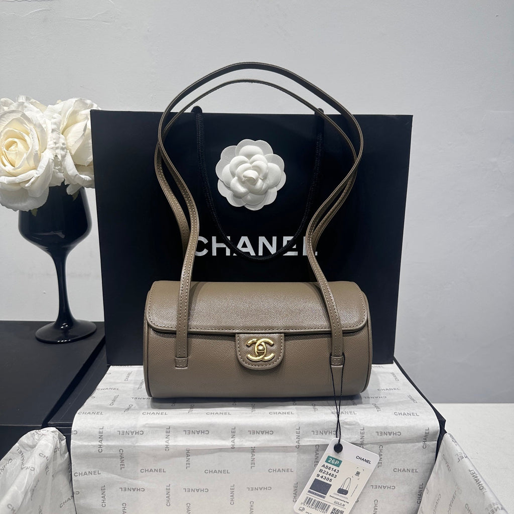 Chanel 2026 Bowling Ball Cylinder Bag Caviar Leather