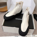 Chanel 2026 Double-C Metal Logo Ankle Boots Canvas Sheepskin 826495