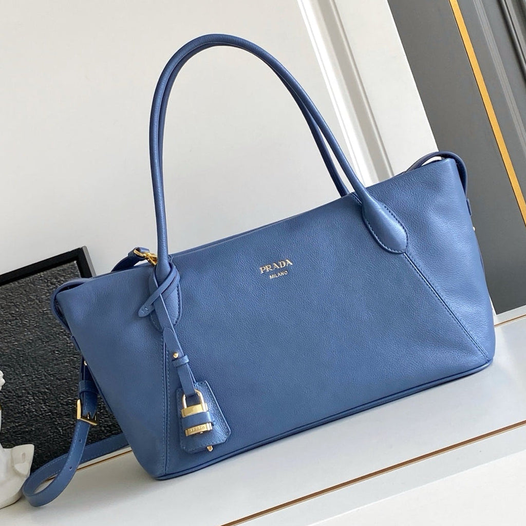 Prada 2026 Ouvert Large Leather Tote Bag 32cm Leather
