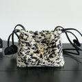 Chanel 2026 Pony Hair Printed Chic Lady Shoulder Bag Black White Wool