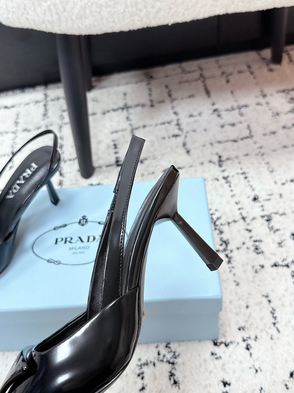 Prada 2026 Logo-Plaque Slingback Pumps 75mm Leather 769775