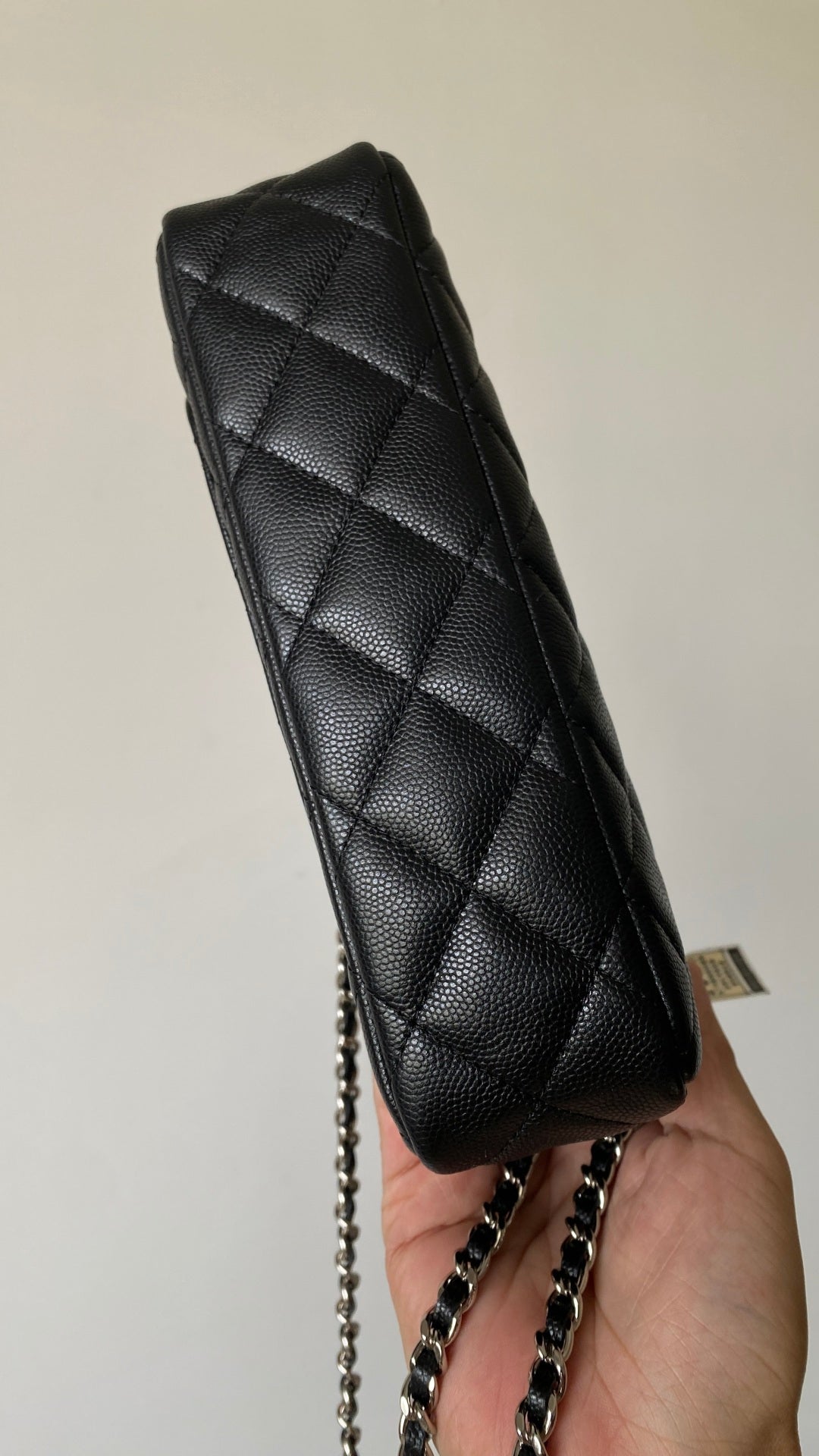 Chanel 2026 Mahjong Clutch With Chain 21cm Black Caviar Leather