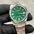 ROLEX OYSTER PERPETUAL 41MM SILVER GREEN