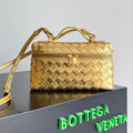 Bottega Veneta 2026 Bang Bang Vanity Case 22cm Gold Laminated Leather 137085