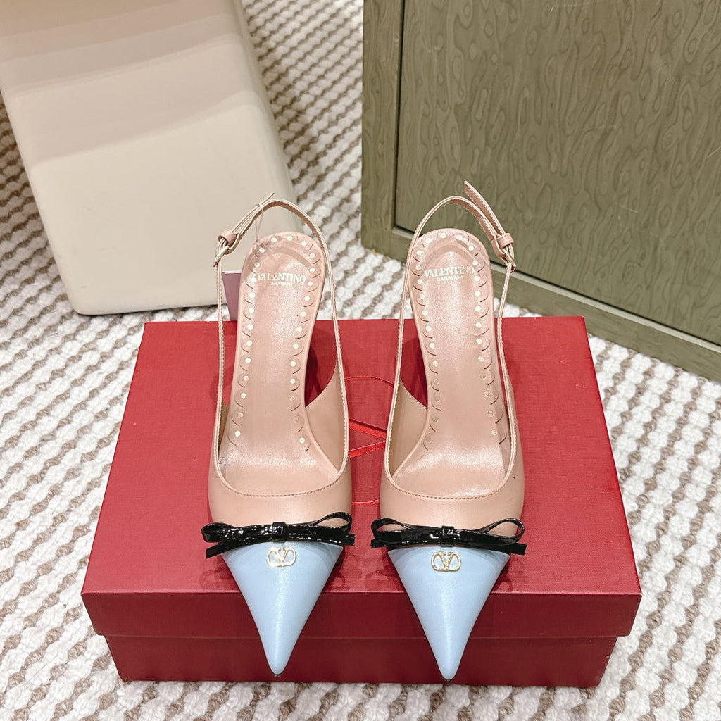 VT 26s Slingback 70 Beige Blue Calfskin 612245