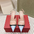 VT 26s Slingback 70 Beige Blue Calfskin 612245