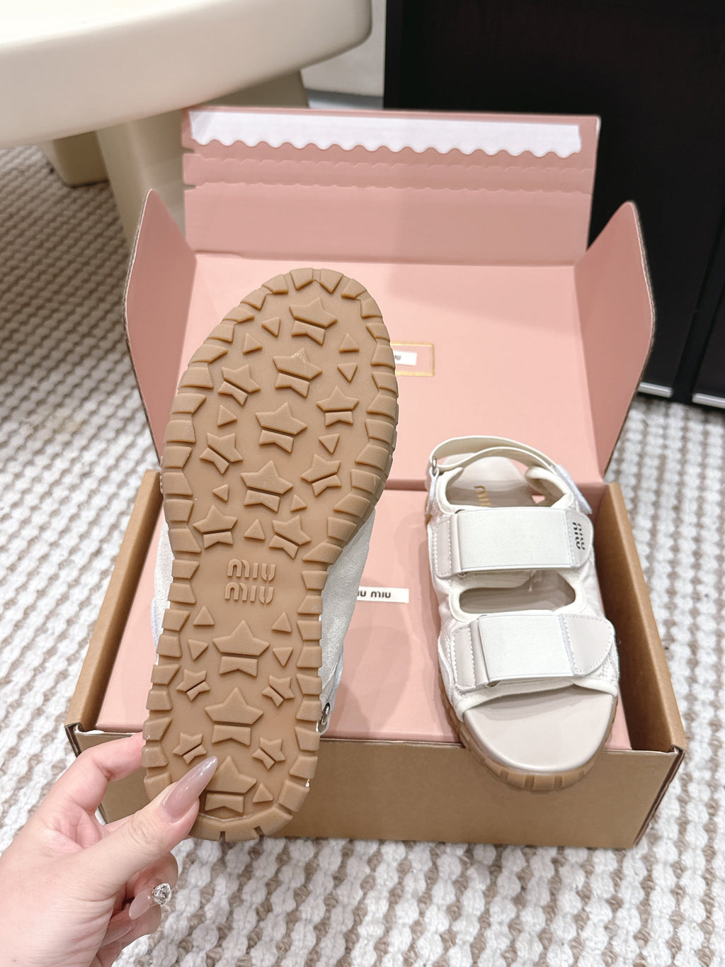 MIU 26 Platform Sandals Ivory Leather 632330