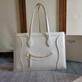 Celine 2026 Flat Cabas New Luggage Bag White Calfskin 276203