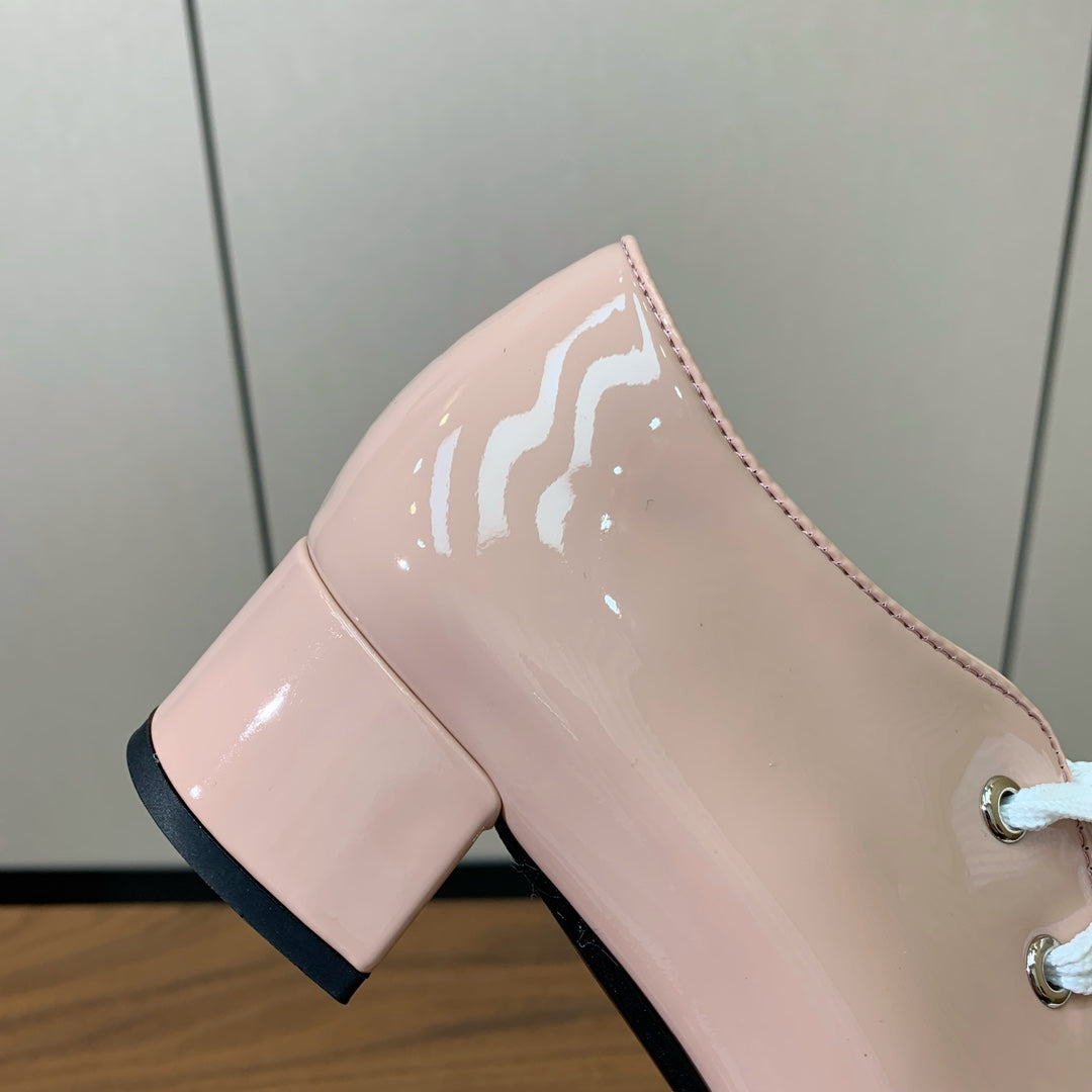 PRA 26S Chunky Heeled 40 Nude Pink Patent Leather 606371