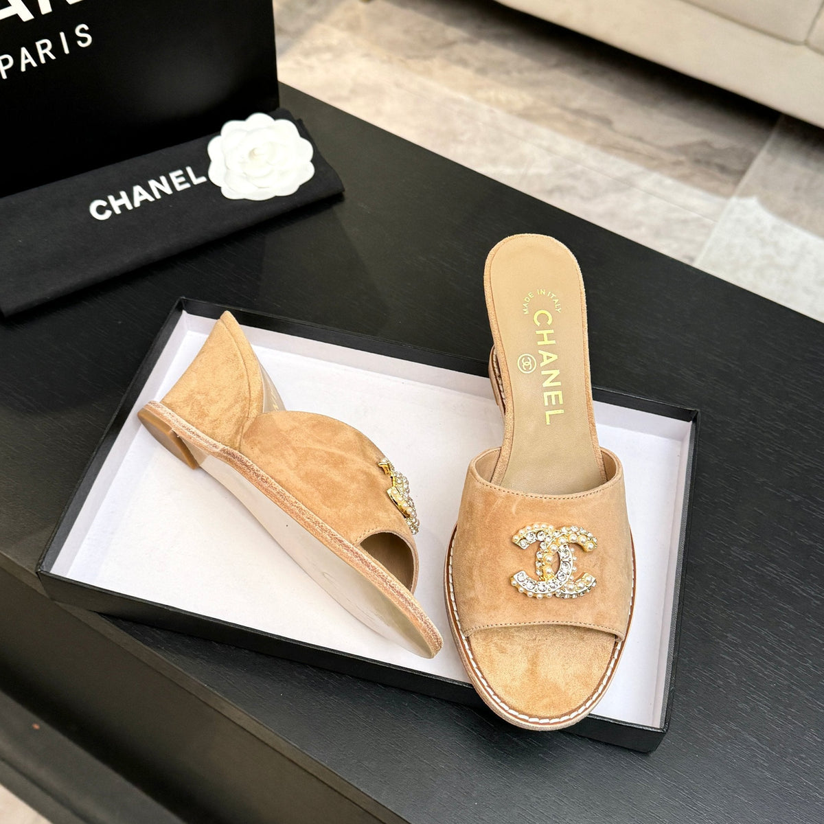 CC 2026 Wedge Sandals 65 Beige Suede 667767