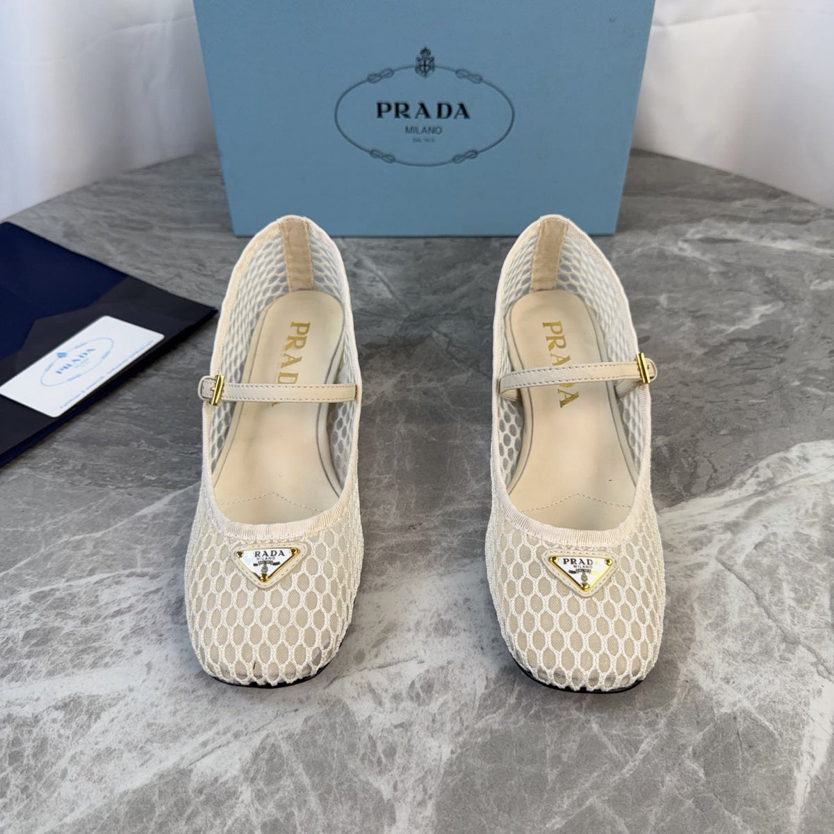 Prada 2026 Mary Jane Pumps 50mm Mesh Leather 789407