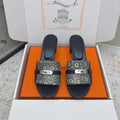 HM 26ss Oasis Sandals 50 Gray White Black Cowhide Sliver Buckle 625157