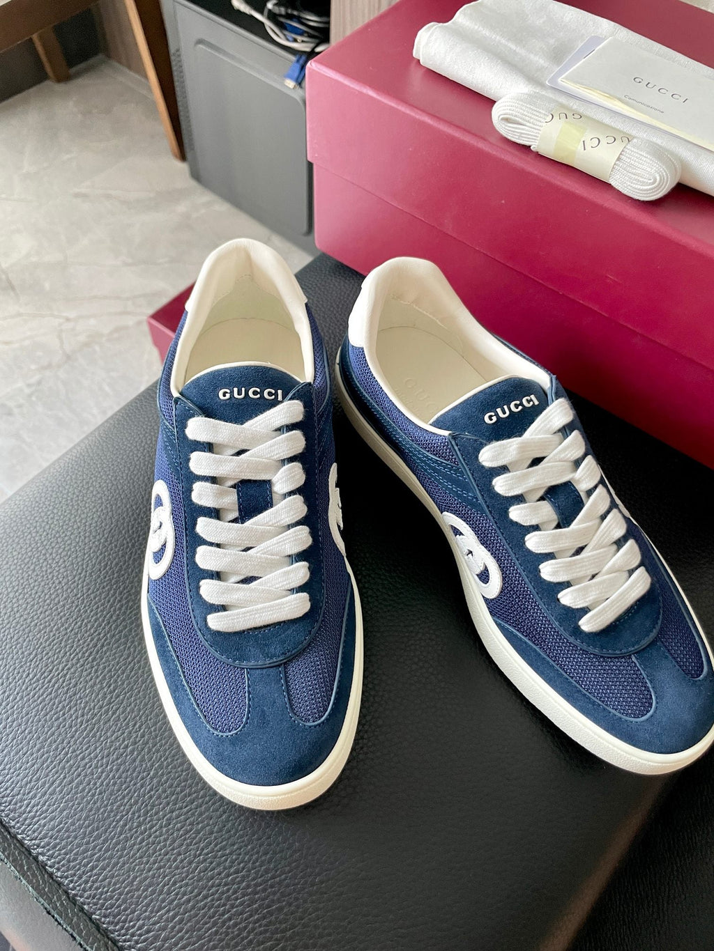 GG 26 Sneaker Blue Monogram Suede Sheepskin 632812