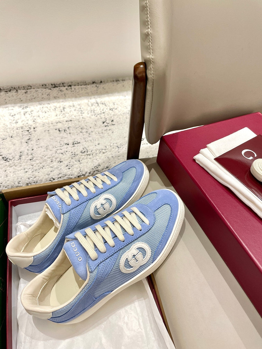 GG 26 Sneaker Baby Blue Canvas Suede 632818