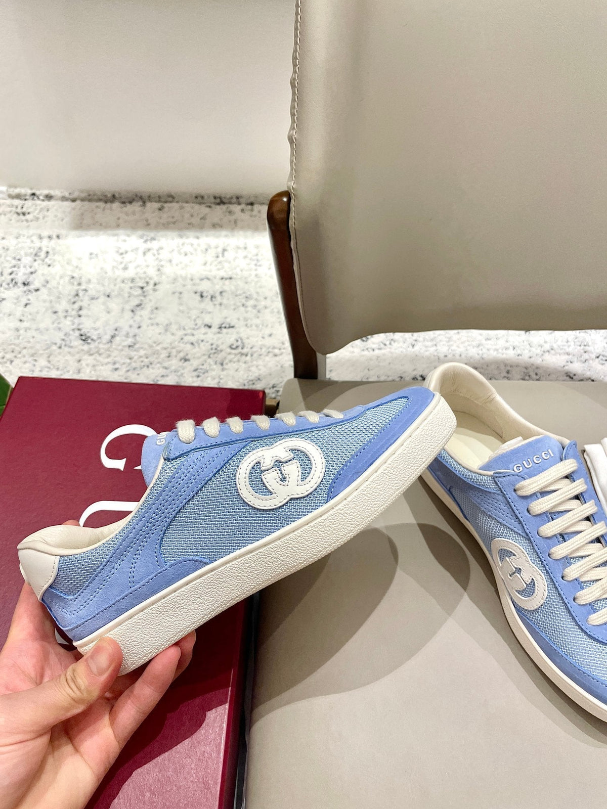 GG 26 Sneaker Baby Blue Canvas Suede 632818