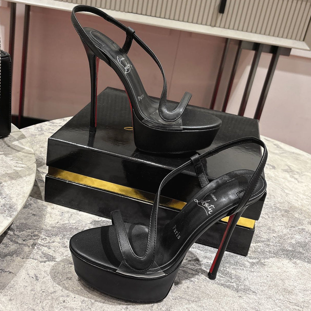 CL 2026 Rosalie Alta 150mm Sandal Black Leather 272350