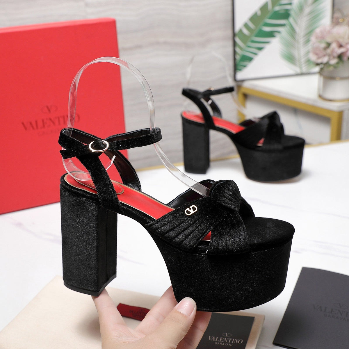Valentino 2026 Garavani Crasher 110mm Velvet Platform Sandal Velvet 864497