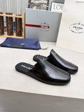 Prada 2026 Brushed Black Slippers Leather 778940