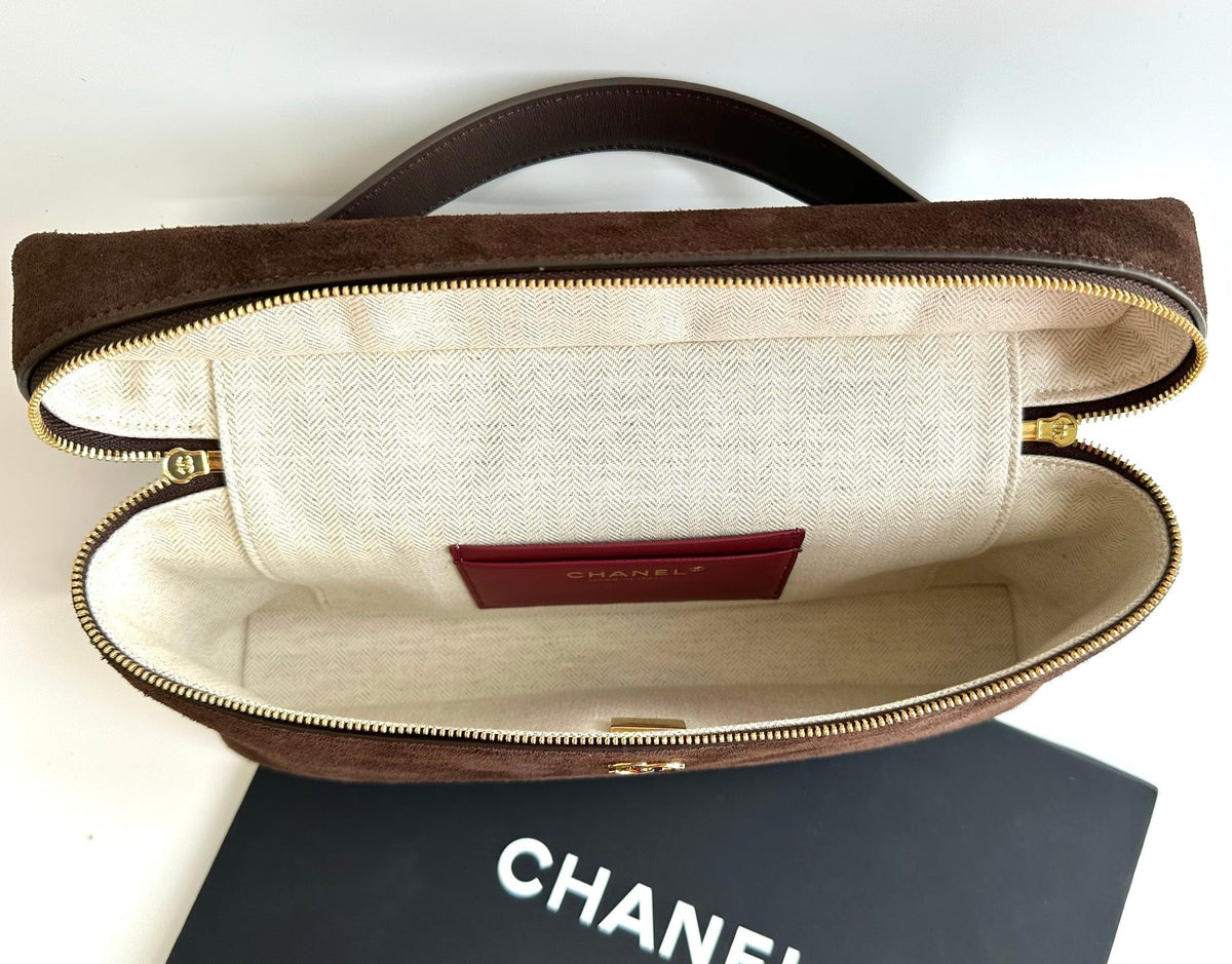 Chanel 2026 Vanity Bag With Chain Suede Leather