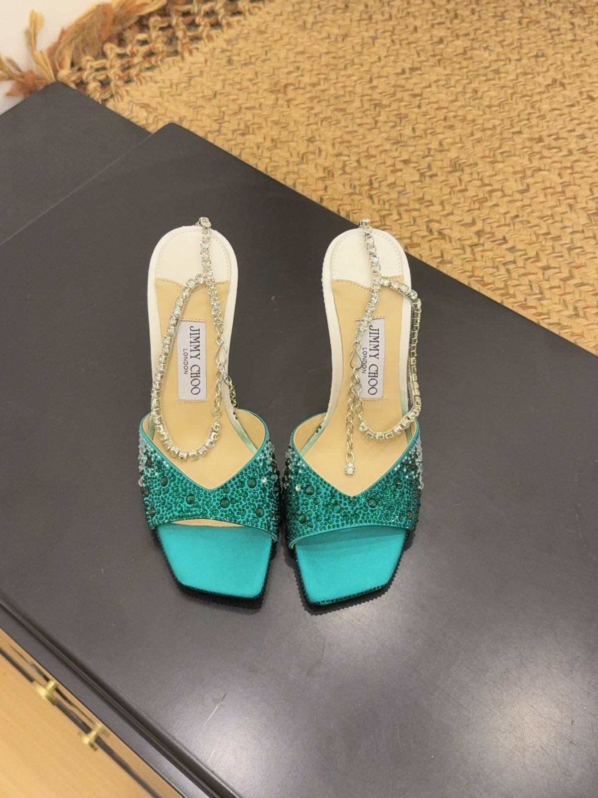 Jimmy 26s Platform Sandal 100 Turquoise Leather Diamond 602332
