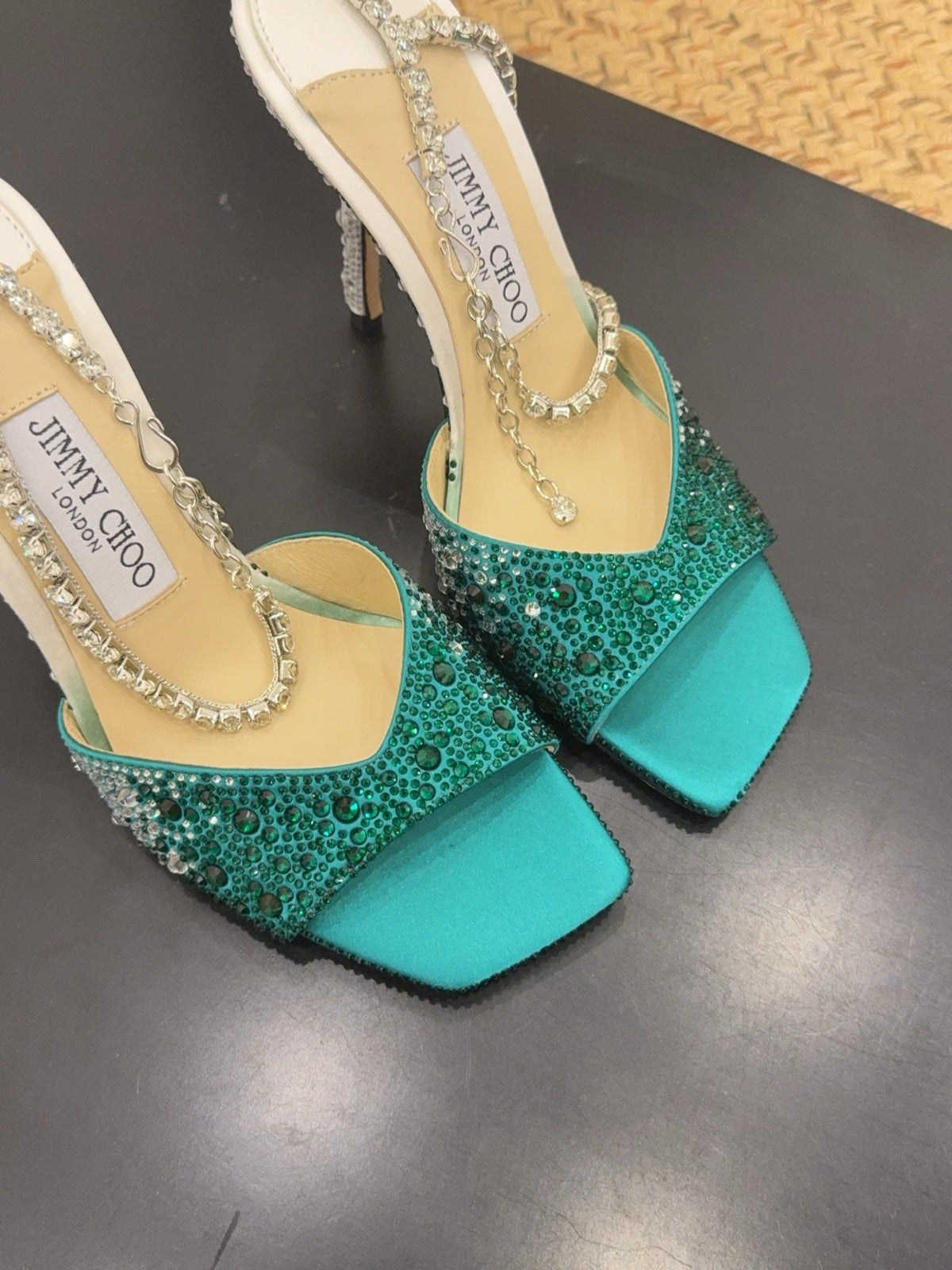 Jimmy 26s Platform Sandal 100 Turquoise Leather Diamond 602332