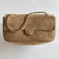 Chanel 2026 Maxi Flap Bag 32cm Beige Suede Calfskin