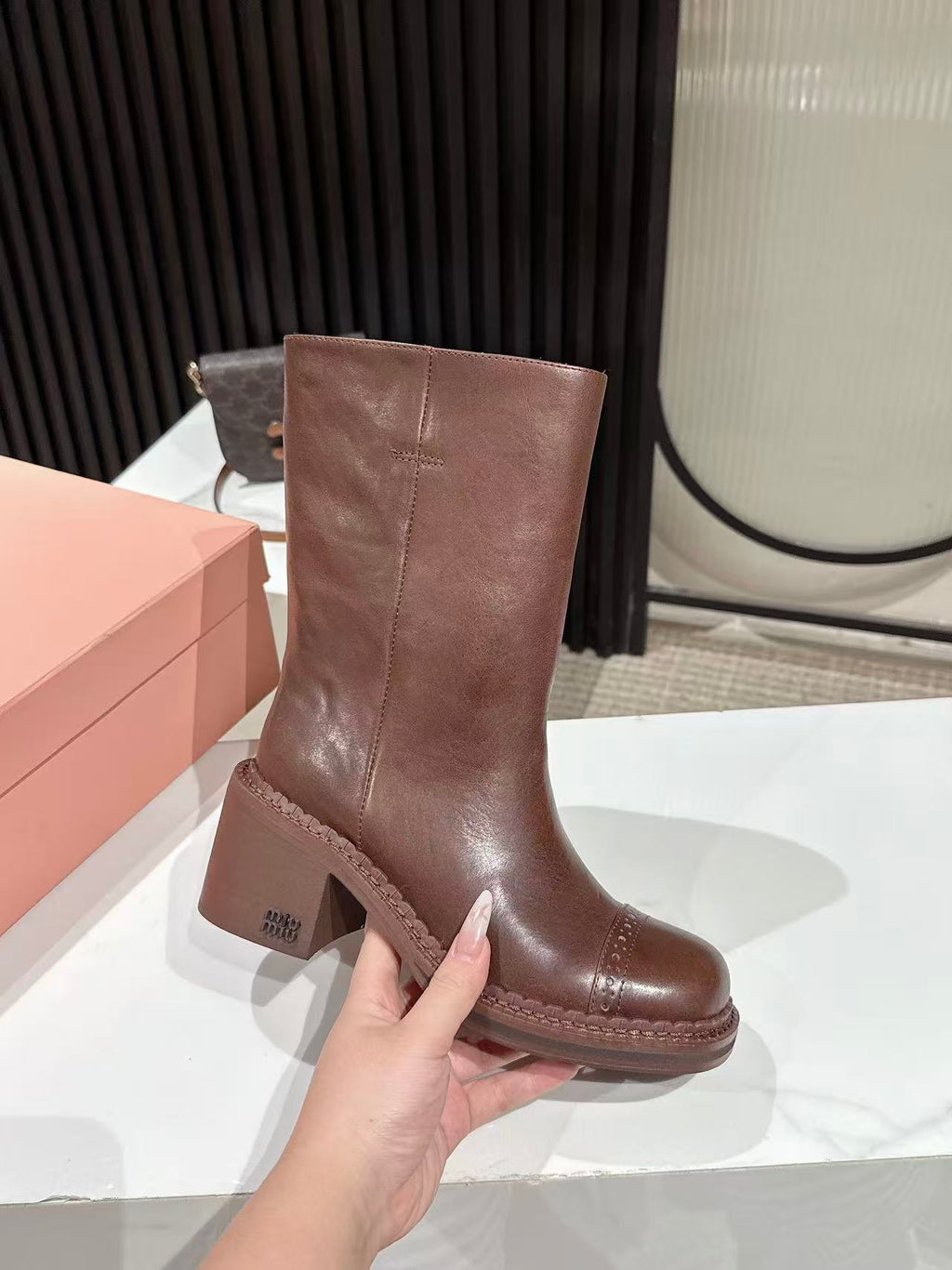 Miu Miu 2026 Boot 50mm Brown Calfskin 621335