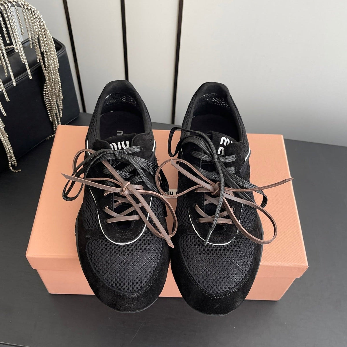 MIU 26 Casual Sneaker Black Fabric Suede 631628