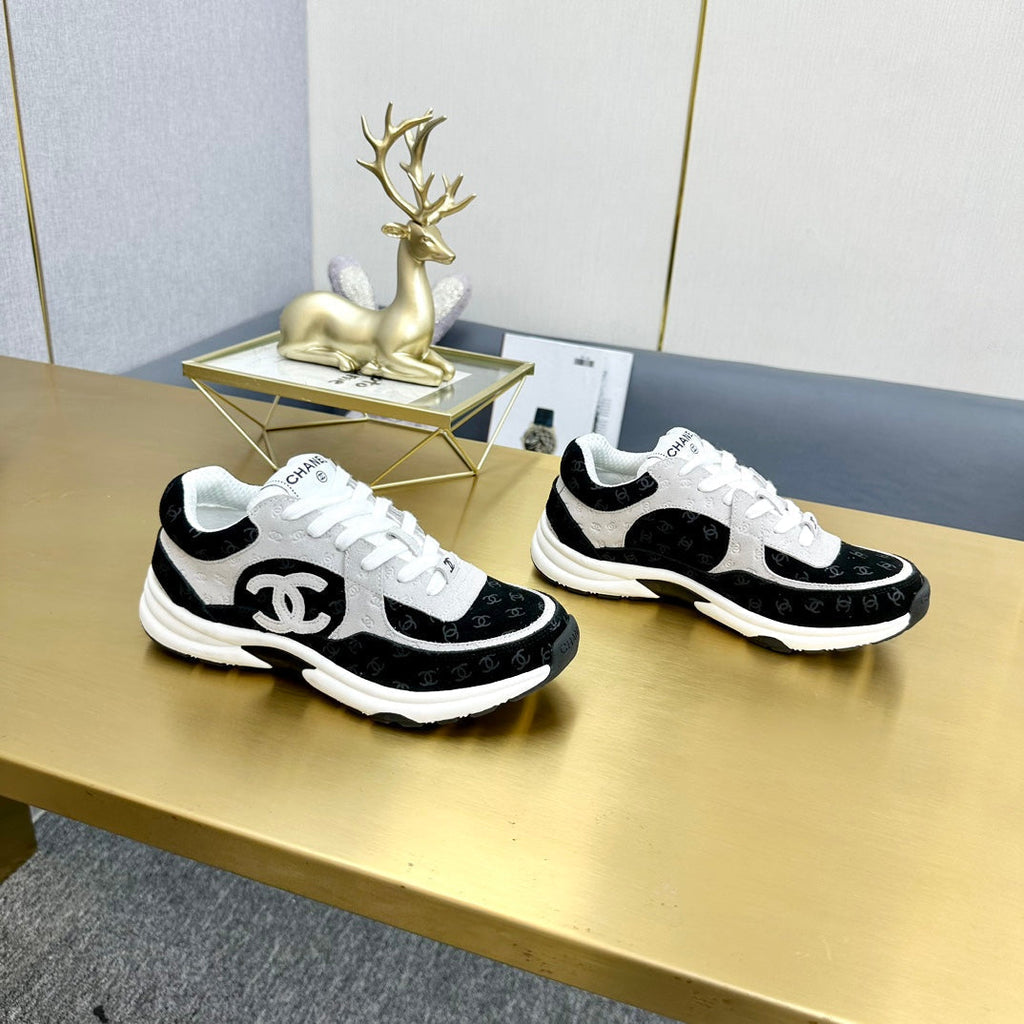 CC 2026 Casual Sneakers Black White Monogram Suede 668047