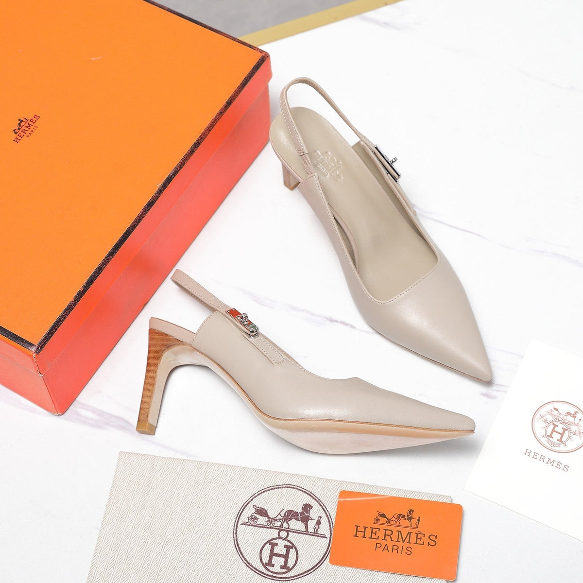 Hermes 2026 Lover 80 Slingback Pump Beige Nappa Leather 425705