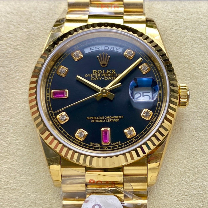 Rolex Day-Date 36mm Gold Black Diamond