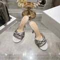 CD 26 High-Heeled Mules 85mm Pearl Gray Leather 592247