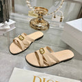 CD 26 Flat Sandals Beige Patent Leather 592263
