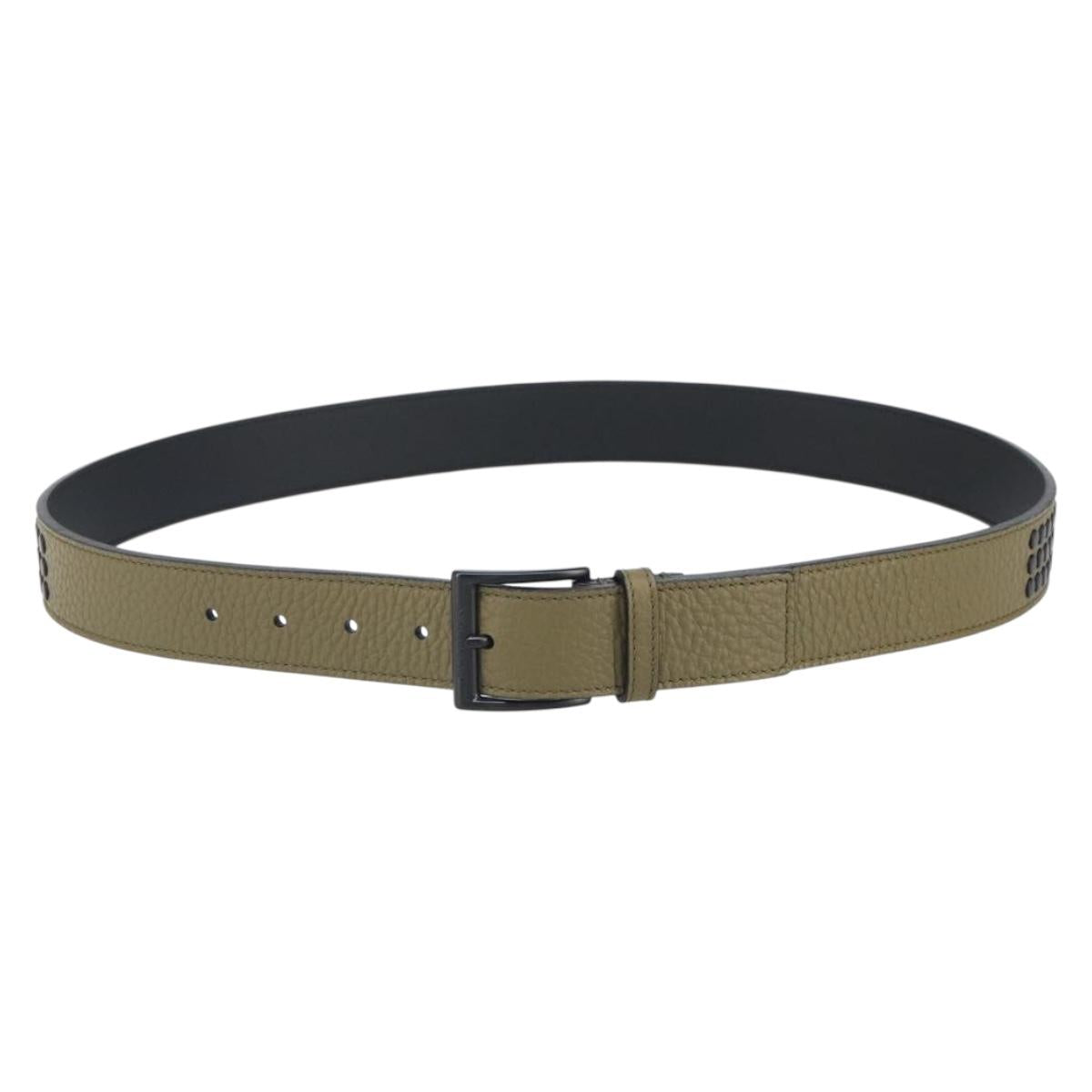 BURBERRY Studs Belt Leather 41.3"""" Khaki Auth ka1714V