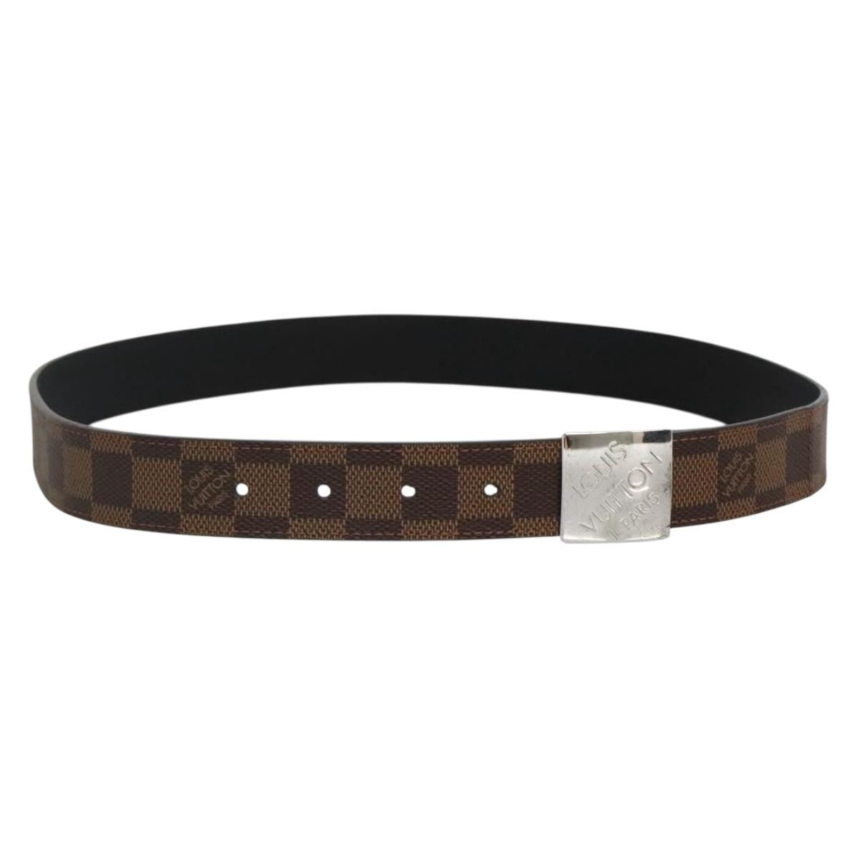 LOUIS VUITTON Damier Ebene Ceinture Carre Belt 36.6"" LV Auth sw1302