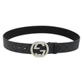 GUCCI GG Supreme Belt PVC 39.4"" Black Silver 411924 Auth SW2361M